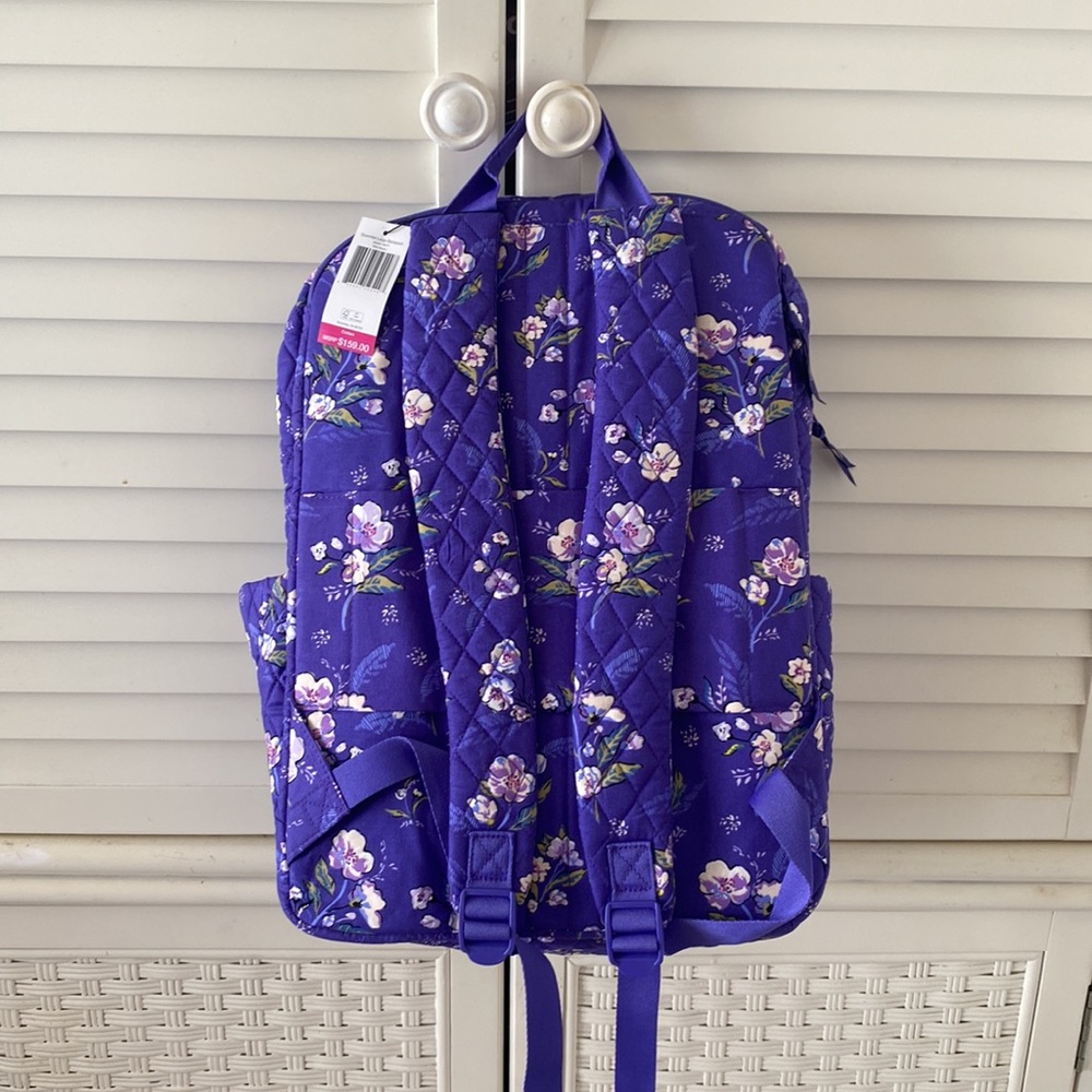 Vera Bradley WILD ROSES LARGE BACKPACK XL NWT PURPLE Travel bag floral flowers - Picture 7 of 8